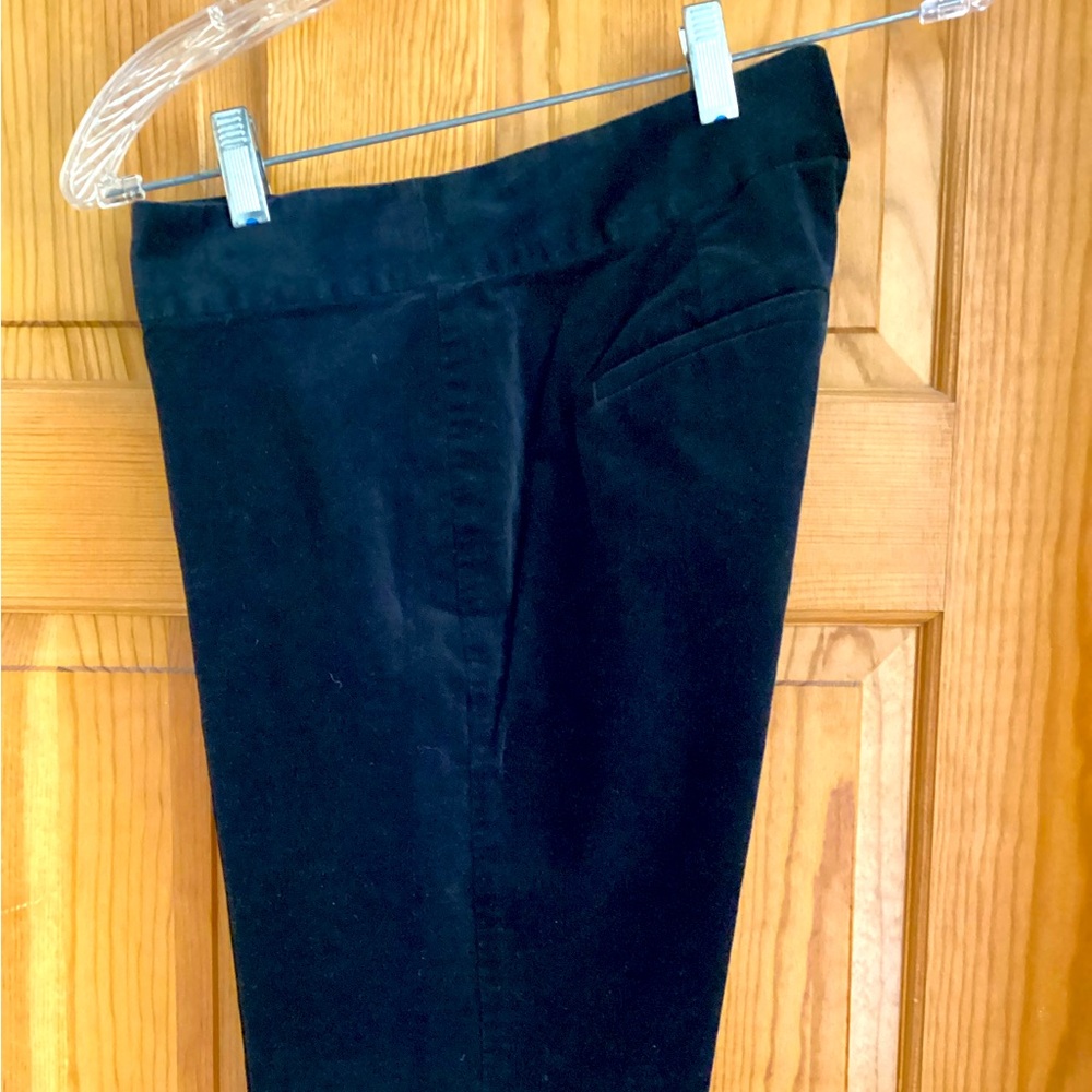 Loft black velvet low-rise straight leg pants. Sz 4. 8.5” rise. 30” inseam.